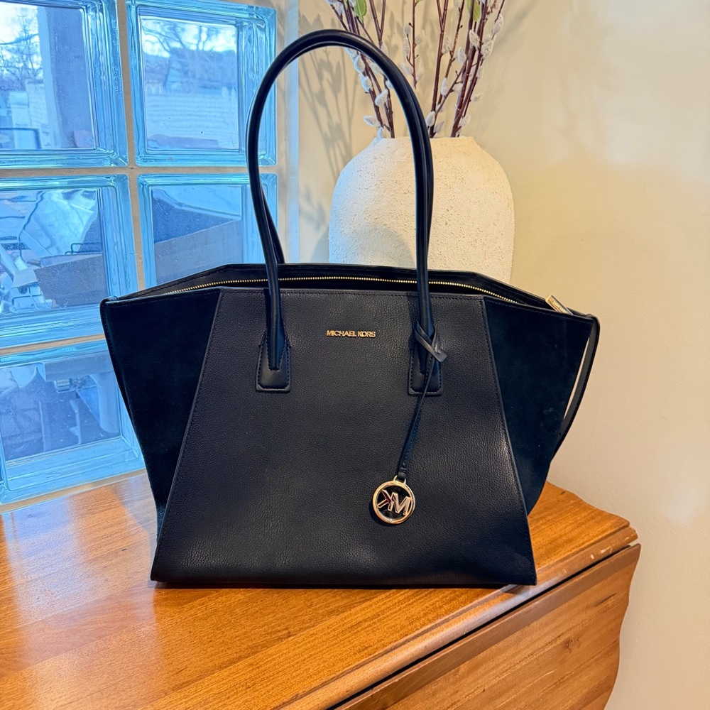 Michael Kors Avril XL TZ Tote – Black Leather & Suede | Retail $558